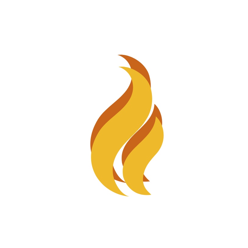 A yellow and orange flame logo with circular text restoring light ministries in white
